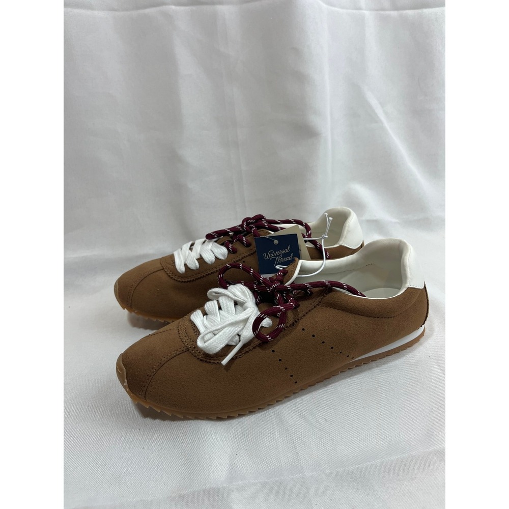 Universal Thread Womens Cognac Brown Faux Suede Retro Jogger Sneakers Size 8.5